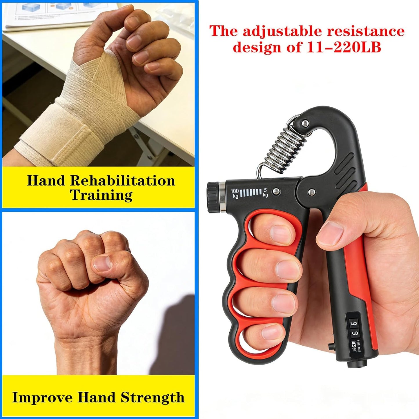Grip Strength Trainer with Adjustable Resistance (5-100KG)