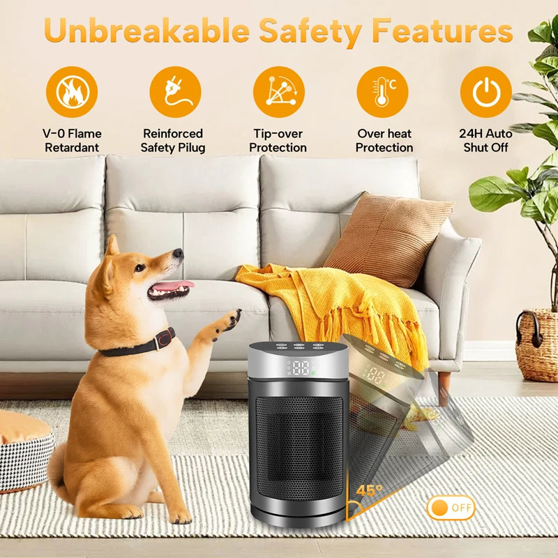 Space Heater, Portable Electric Heaters for Indoor Use with Thermostat and Remote