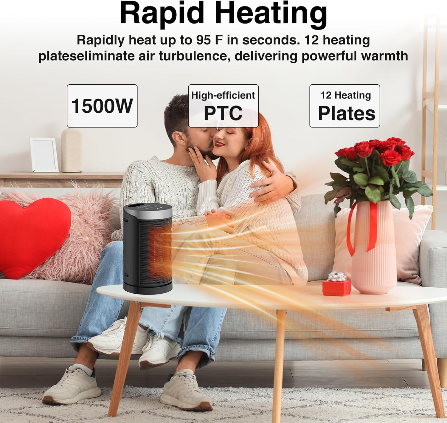 Space Heater, Portable Electric Heaters for Indoor Use with Thermostat and Remote