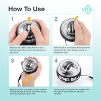 GripForce™ Power Ball: Wrist Strengthener & Forearm Trainer with Zinc Rotor Grip Strength Training
