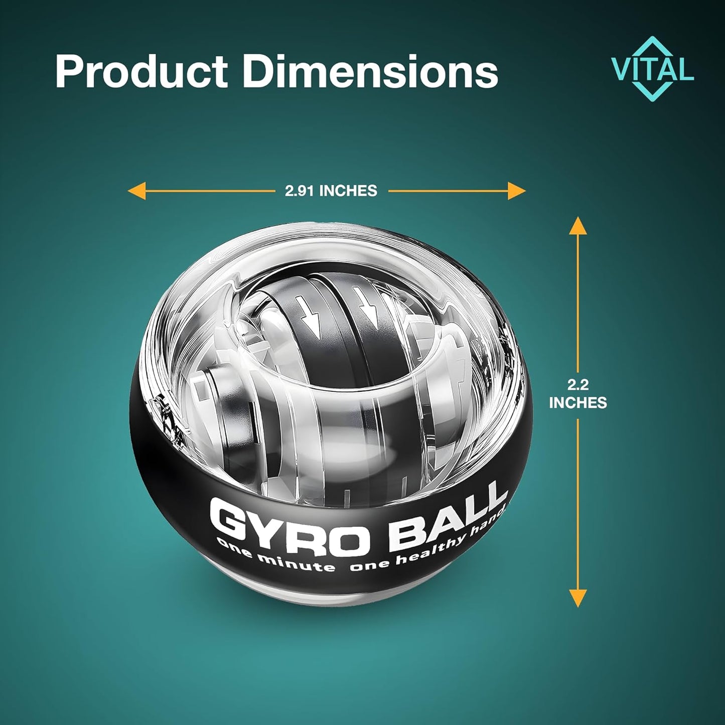 GripForce™ Power Ball: Wrist Strengthener & Forearm Trainer with Zinc Rotor Grip Strength Training