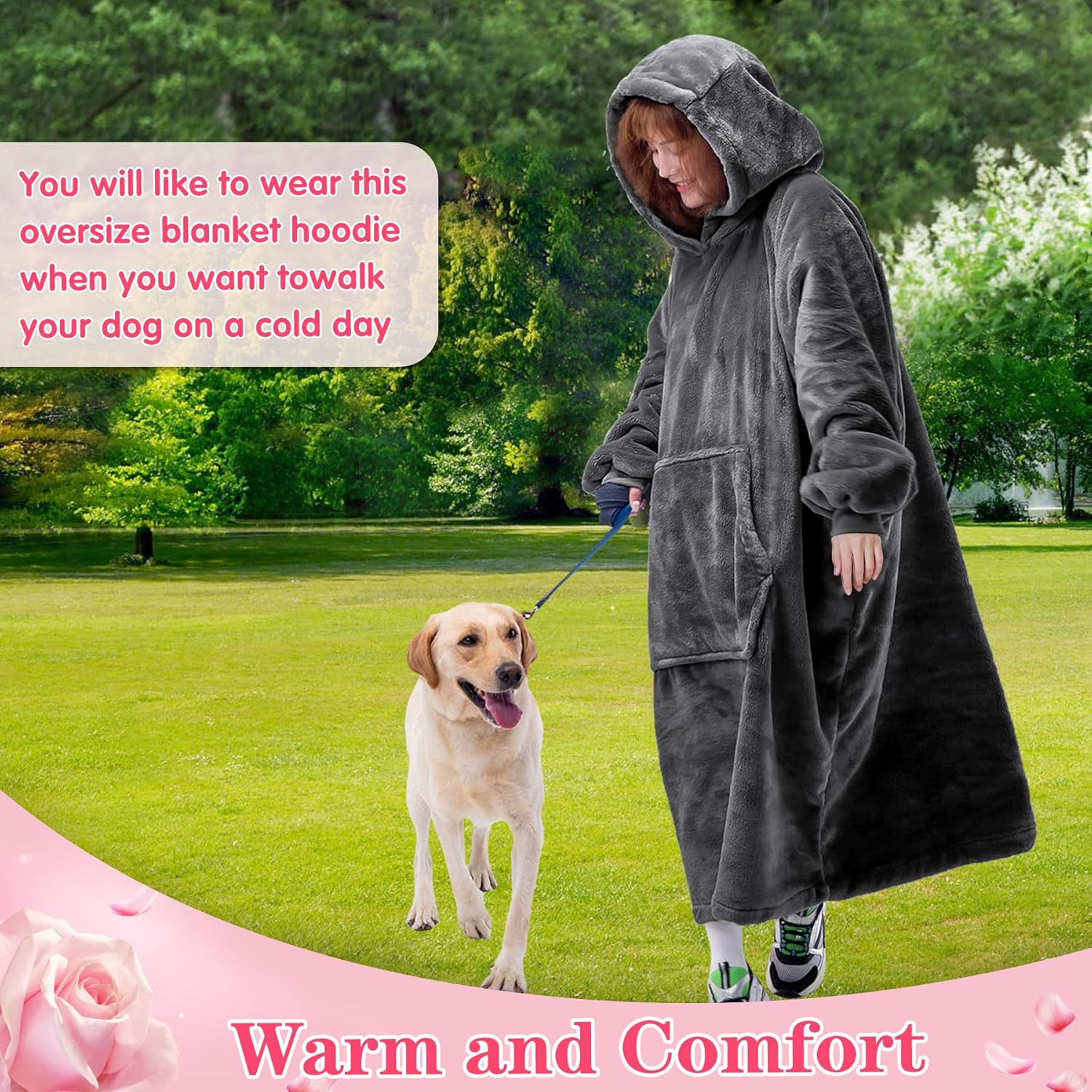Wearable Blanket hoodie for Women and Men - Warm and Cozy Giant Blanket Hoodie