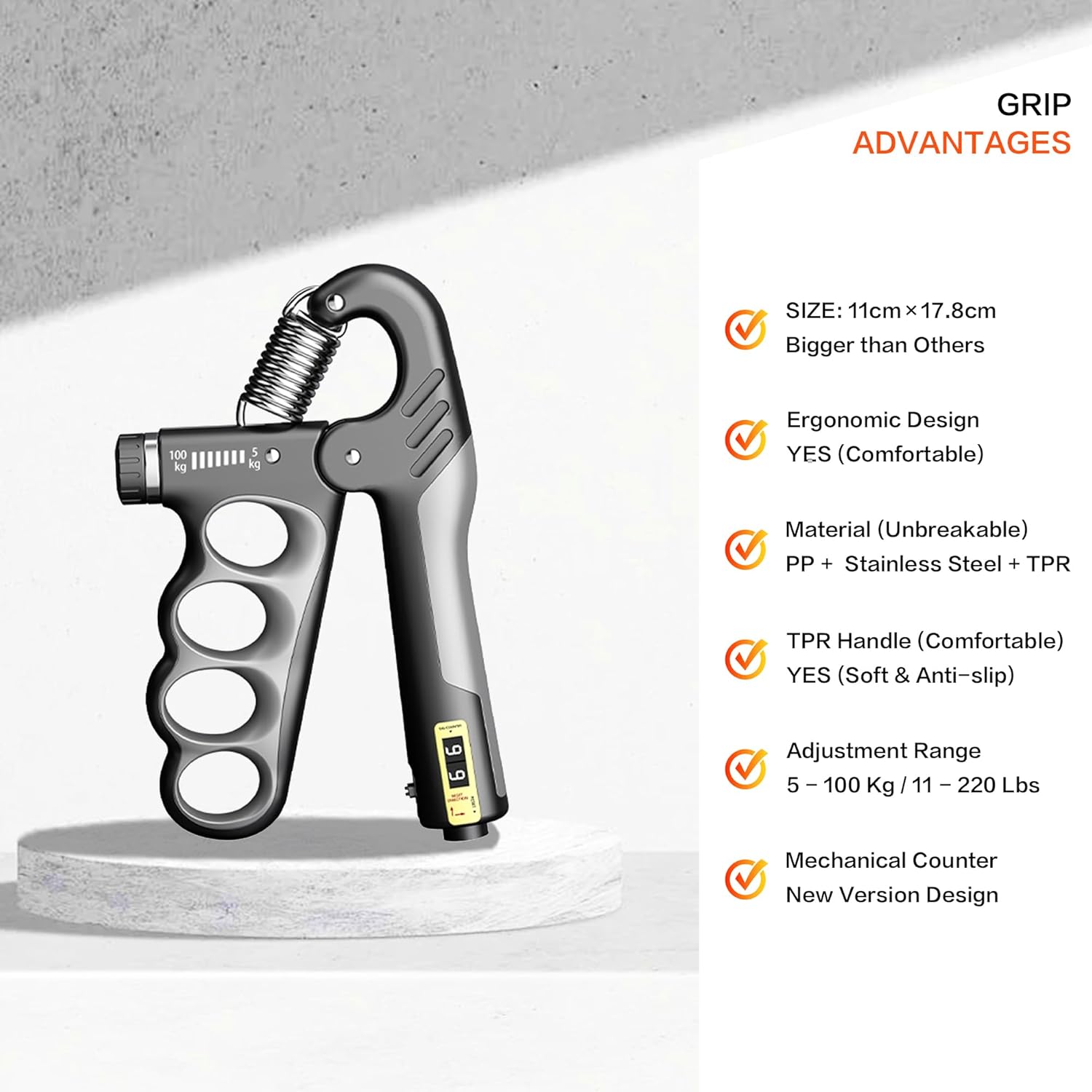 Grip Strength Trainer with Adjustable Resistance (5-100KG)